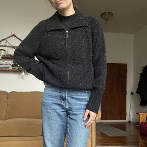 speckled sweater jacket